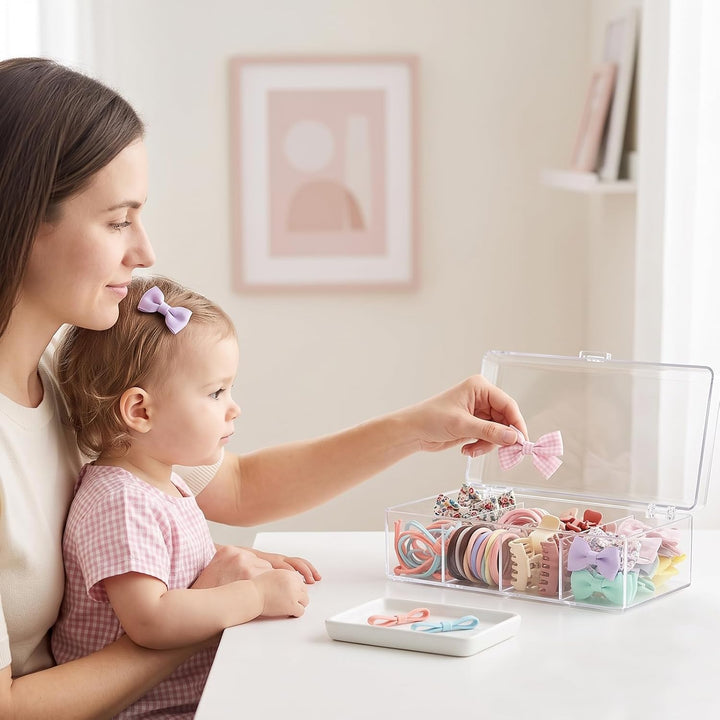 JessLab Haarschmuck Organizer für Mädchen, Acryl-behälter mit Fächern für Haargummis, Spangen und Sc