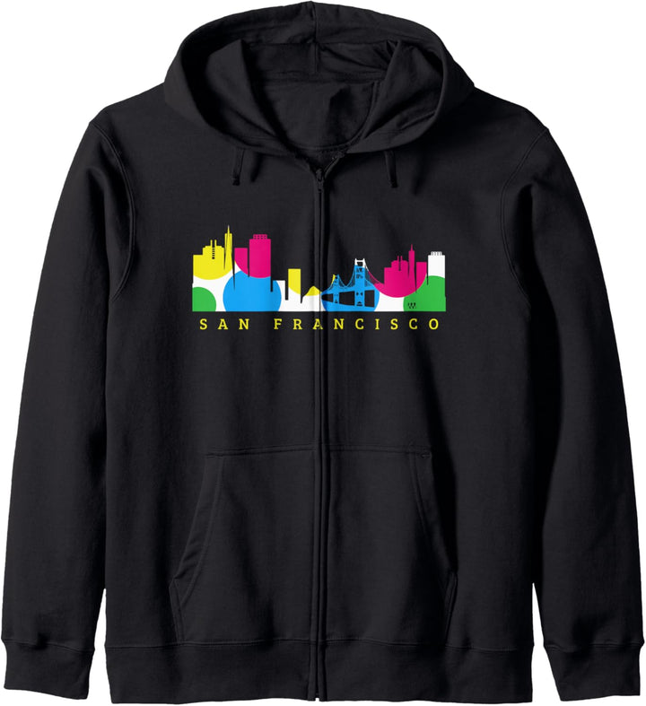 San Francisco Skyline Golden Gate Bridge Retro Souvenir Kapuzenjacke