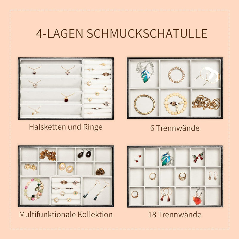 AdelDream Stapelbares Schmucktablett Schmuckschatpfanne Aufbewahrung Schublade Lagerung-Schmuck Aufb