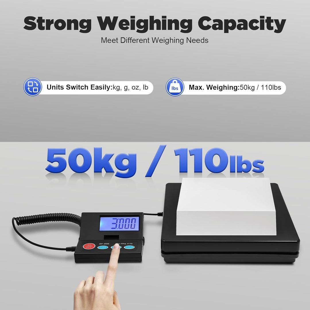 Feinwaage 0.01g, Paketwaage 50kg/1g, Küchenwaage mit LCD-Bildschirm, Zählwaage für Fabrik Werkstatt,