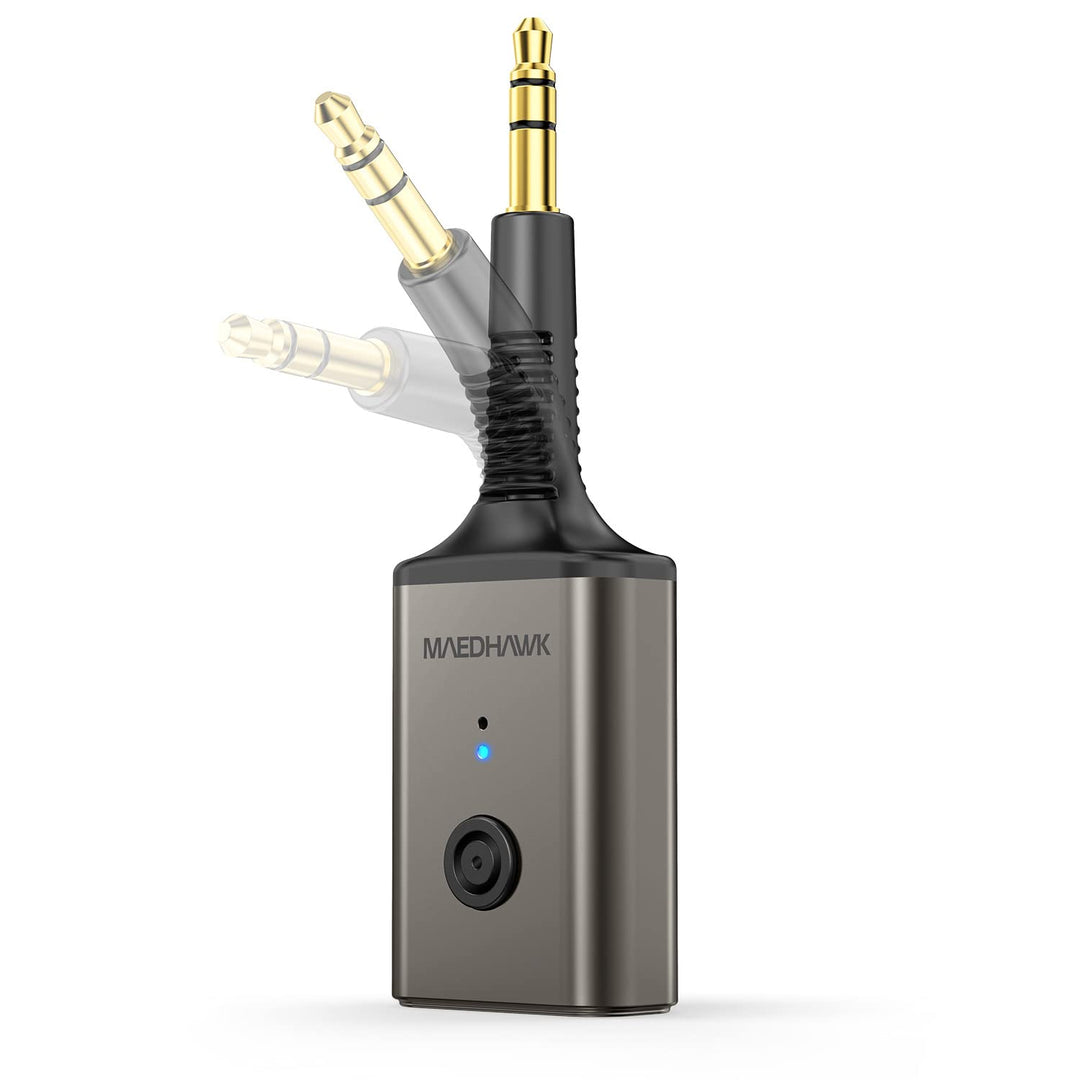 MaedHawk Aux Bluetooth Adapter, Bluetooth 5.3 Adapter Auto 3.5mm Drehbar 180° Bluetooth Empfänger Au