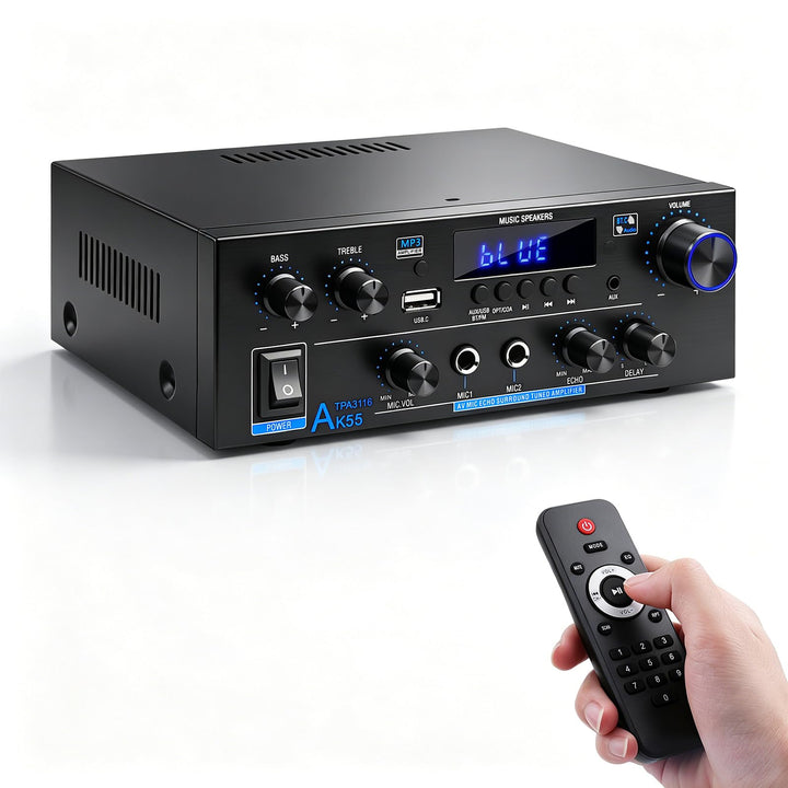 HiFi-Verstärker AK55 Bluetooth Stereo-Audioverstärker Receiver 2 Kanäle 70WX2 Max. 600W Digitale End