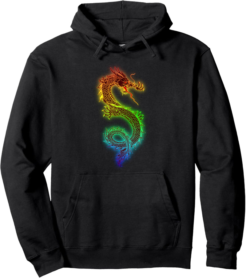 Chinesischer Drache mit Regenbogen Pullover Hoodie