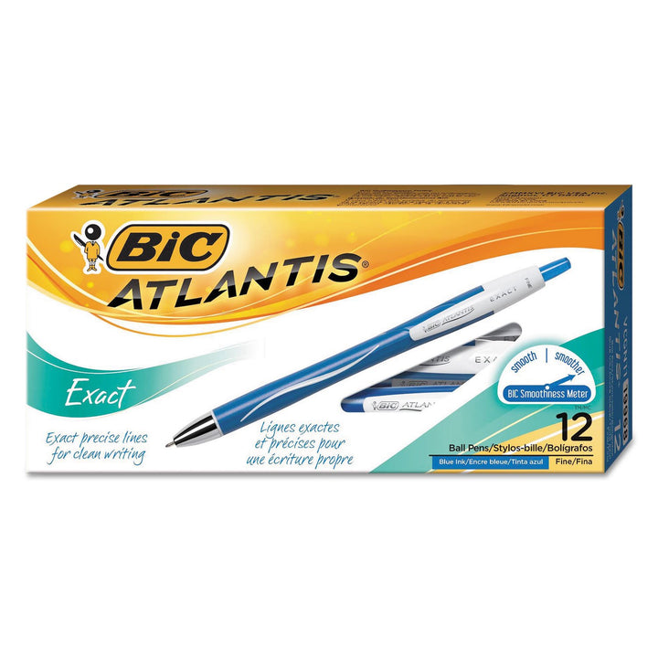 BIC Atlantis Exact Kugelschreiber, 0,7 mm feine Spitze, blau, 12 Stück