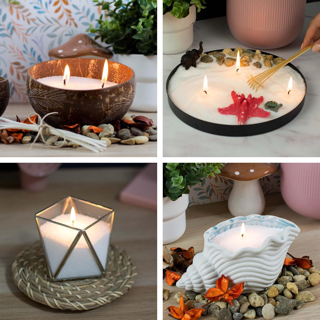 CANDELISS Kerzensand mit Docht Set in luxuriöser Metalldose. Kerzen sand perlenkerzen Pearled candle