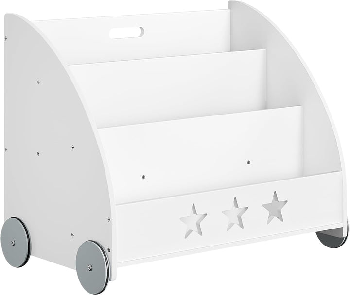 WOLTU KR002 Kinderregal Bücherregal für Kinder, Spielzeugregal mit Räder 3 Regale , Holz Standregal