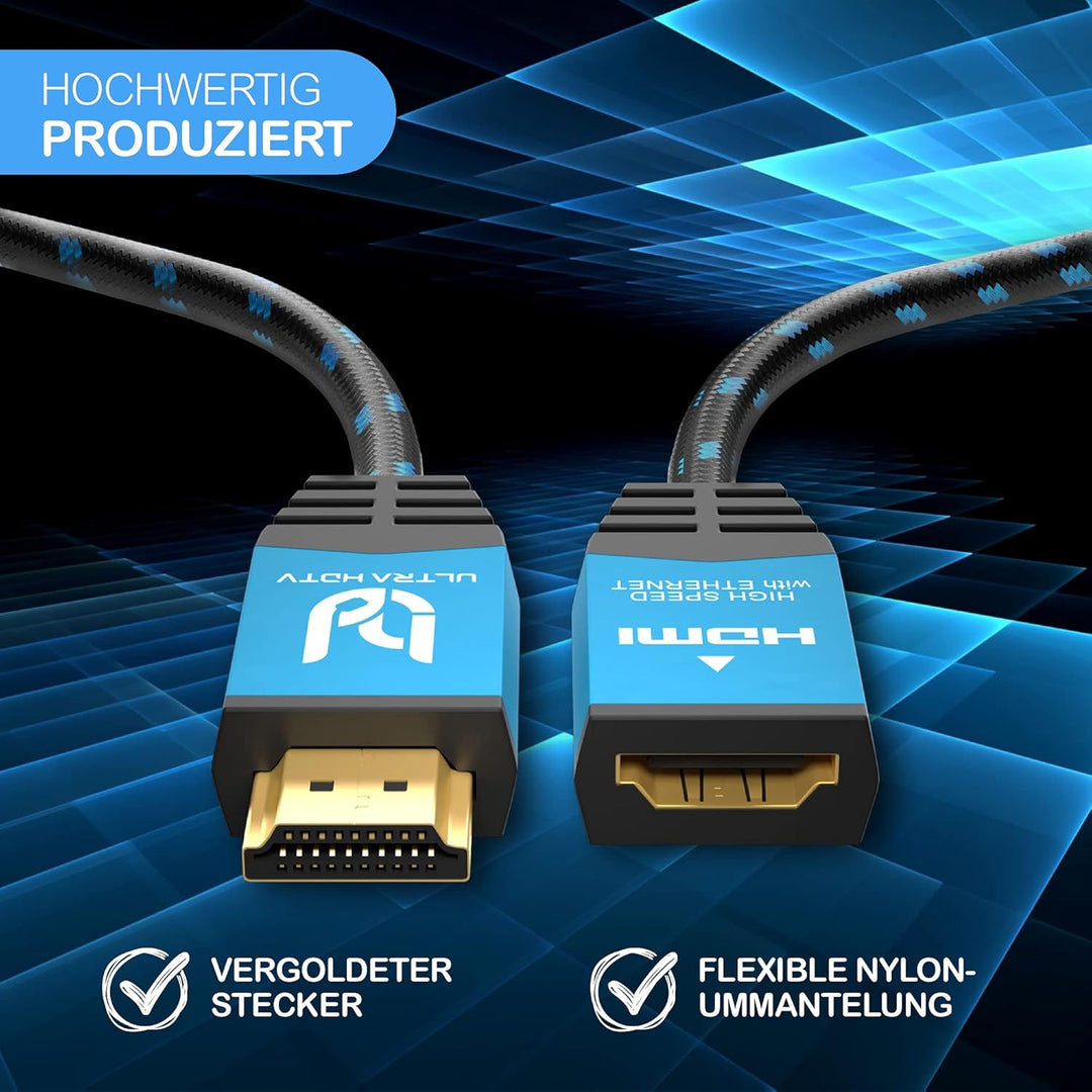 Ultra HDTV 4K HDMI Verlängerungs-Kabel - 2 m High Speed Kabel-Verlängerung - 18 GBit/s - 4K@60Hz (ru