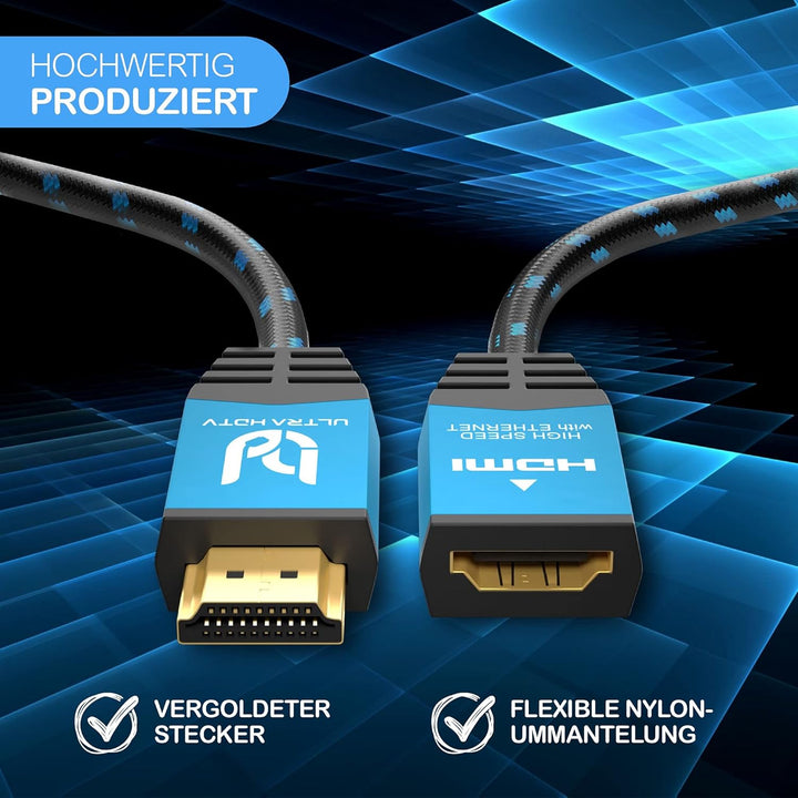 Ultra HDTV 4K HDMI Verlängerungs-Kabel - 2 m High Speed Kabel-Verlängerung - 18 GBit/s - 4K@60Hz (ru