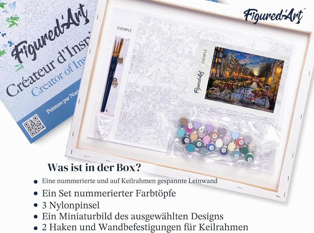 Figured'Art Malen Nach Zahlen Erwachsene Mit Rahmen Kanal Amsterdam - Paint by Numbers Basteln DIY B