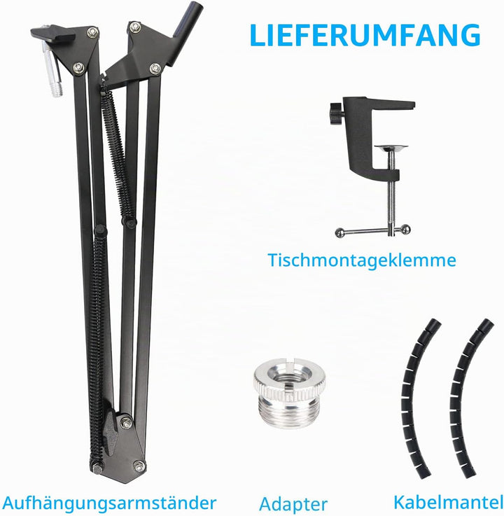 HyperX SoloCast Mikrofon Arm - Mikrofon Halter mit Kabelbinder Montage für HyperX SoloCast Kondensat