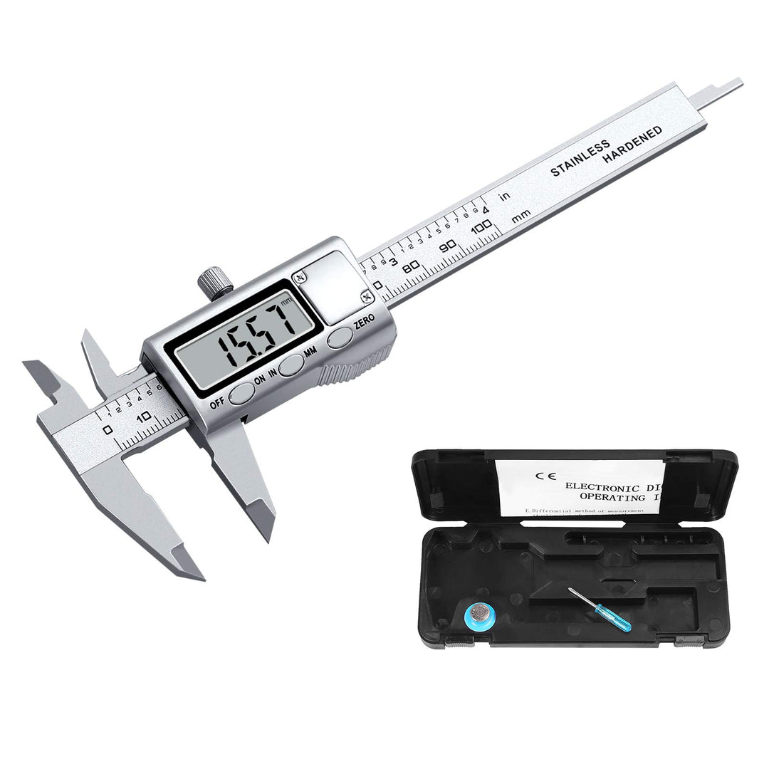 Neoteck Messschieber Digital Edelstahl 100mm mit LCD, Zoll/metrische Umrechnung, Schieblehre Messwer