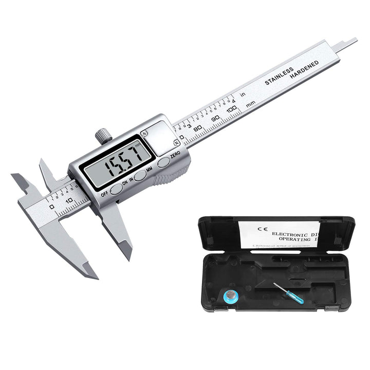 Neoteck Messschieber Digital Edelstahl 100mm mit LCD, Zoll/metrische Umrechnung, Schieblehre Messwer