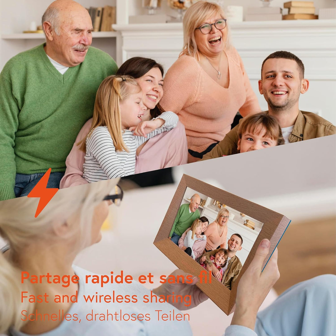 Familink digitaler Bilderrahmen zum Teilen von Fotos direkt vom Handy | ideal für Senioren, kein eig