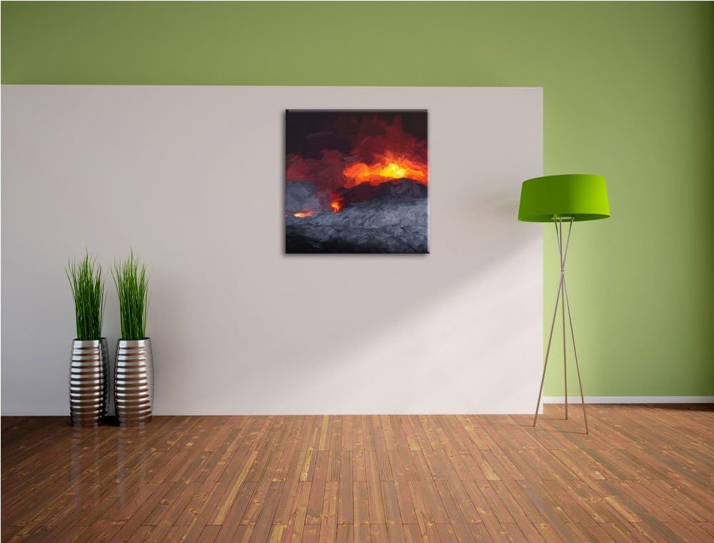Pixxprint Gewaltiger Ausbruch eines Vulkans als Leinwandbild/Grösse: 70x70 cm/Wandbild/Kunstdruck/fe