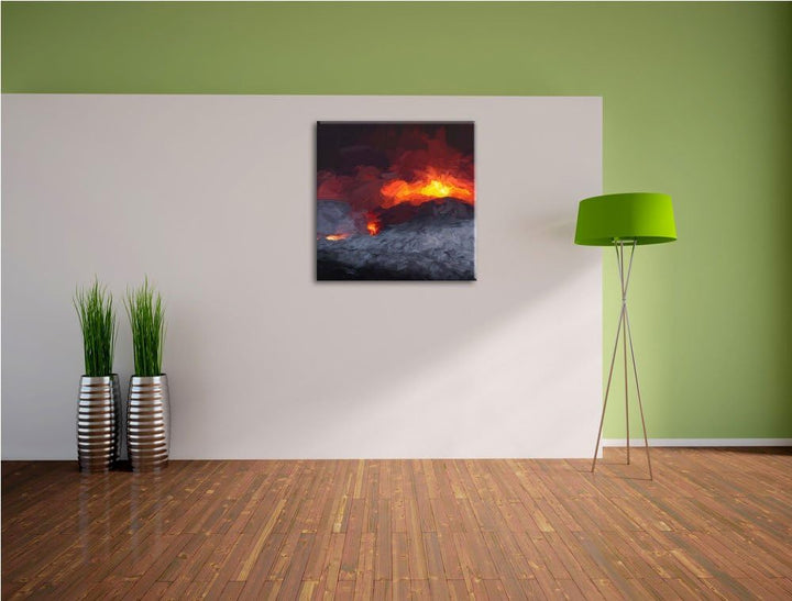 Pixxprint Gewaltiger Ausbruch eines Vulkans als Leinwandbild/Grösse: 70x70 cm/Wandbild/Kunstdruck/fe