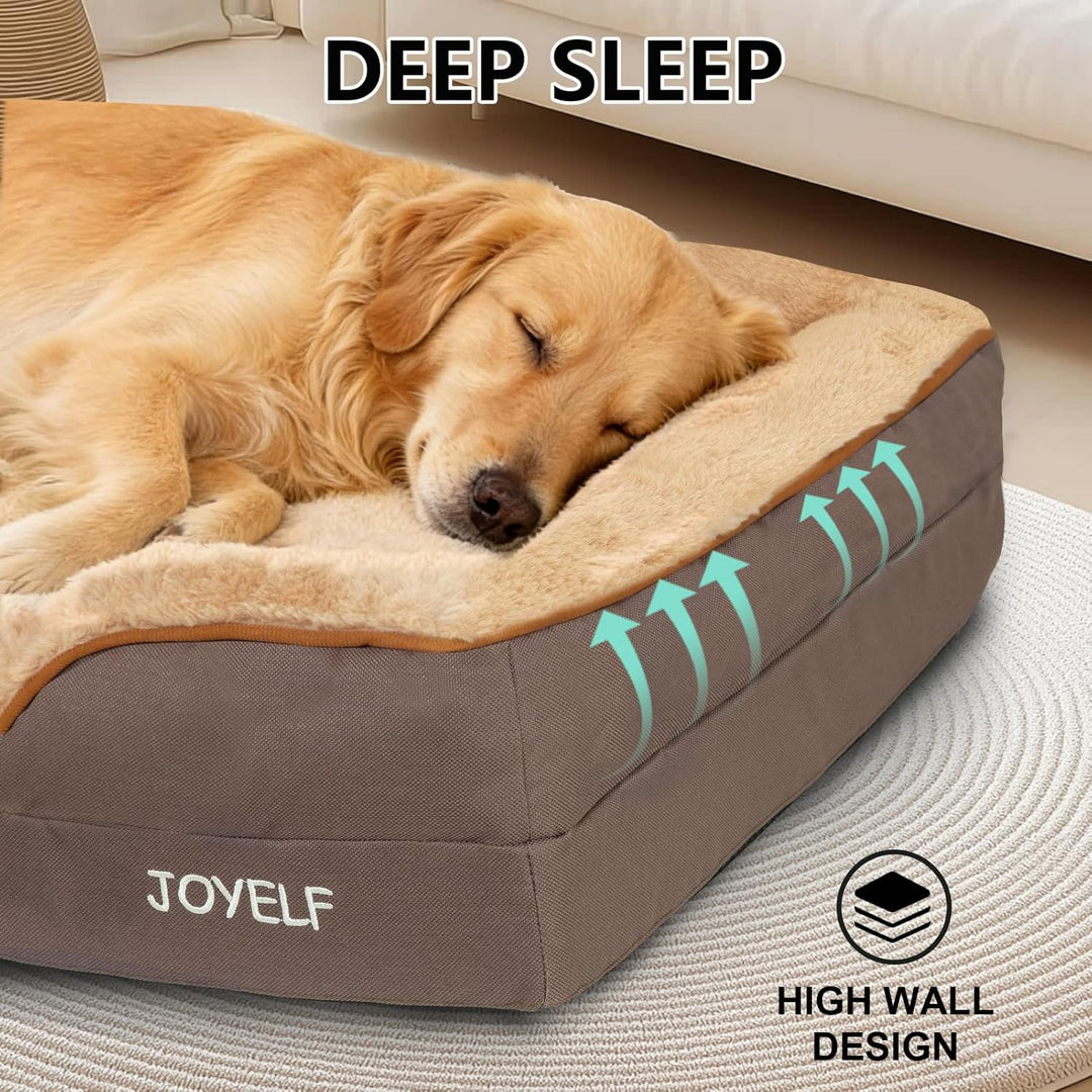 JOYELF Hundebett für grosse Hunde, Schaumstoff-Sofabett, Tierbett mit Kissen und Rutschfester Unters
