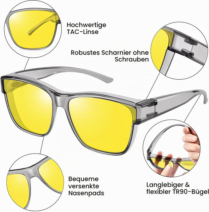 URUMQI Nachtsichtbrille für Autofahrer, Nachtfahrbrille Nachtbrille zum Autofahren Damen Herren, Aut