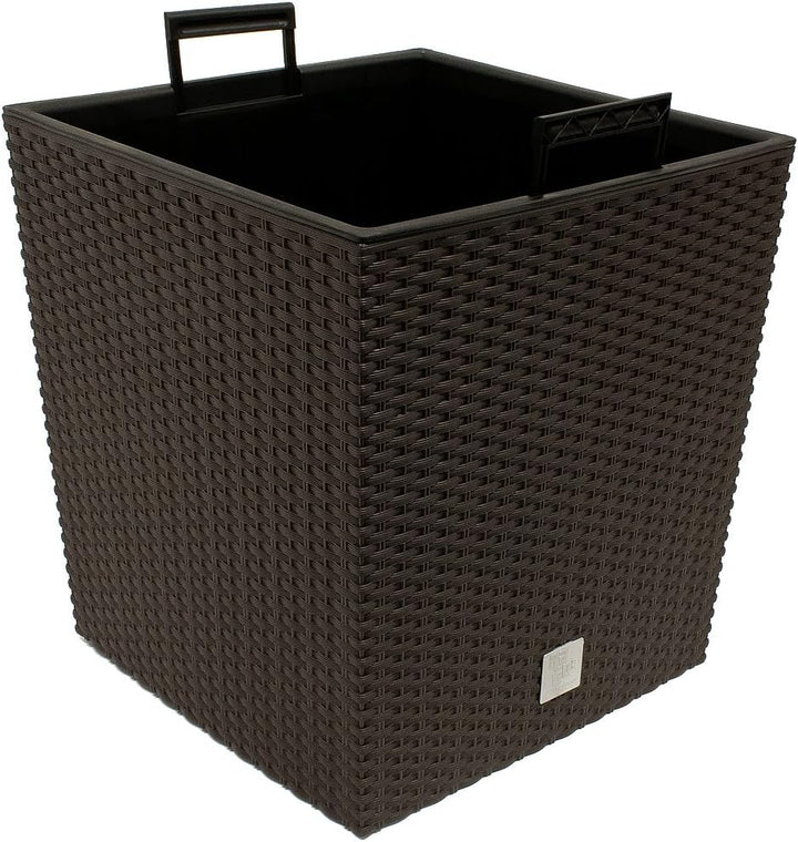 Deuba® 2X Blumentopf 65L 40x40x41cm Rato Low Innentopf Mit Griffen Wetterfest Rattanoptik Pflanzkast