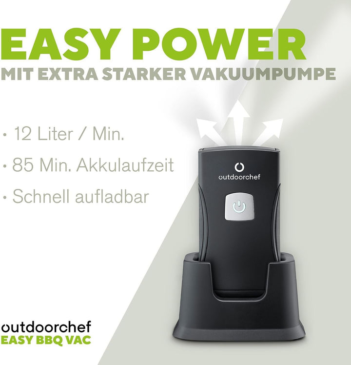 Outdoorchef Easy BBQ Vac Vakuumierset - kabelloser Hand-Vakuumierer mit 12 l/min + 4 Glasbehälter (5