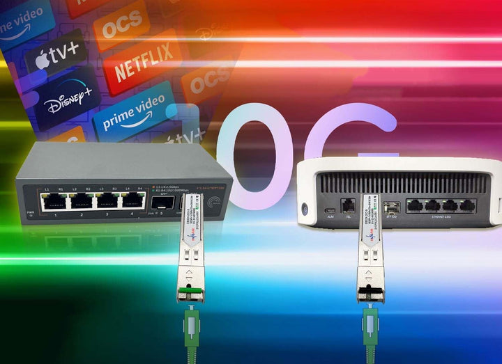 Elfcam® - 2 Stück, 10G SFP+ Bidi-Modul, TX1270nm / RX1330nm und TX1330nm / RX1270nm, LWL-Patchkabel
