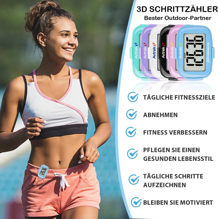 AVTREK Präziser 3D-Schrittzähler Mini-Schrittzähler für Walking oder Laufen im Freien Wanderaktivitä