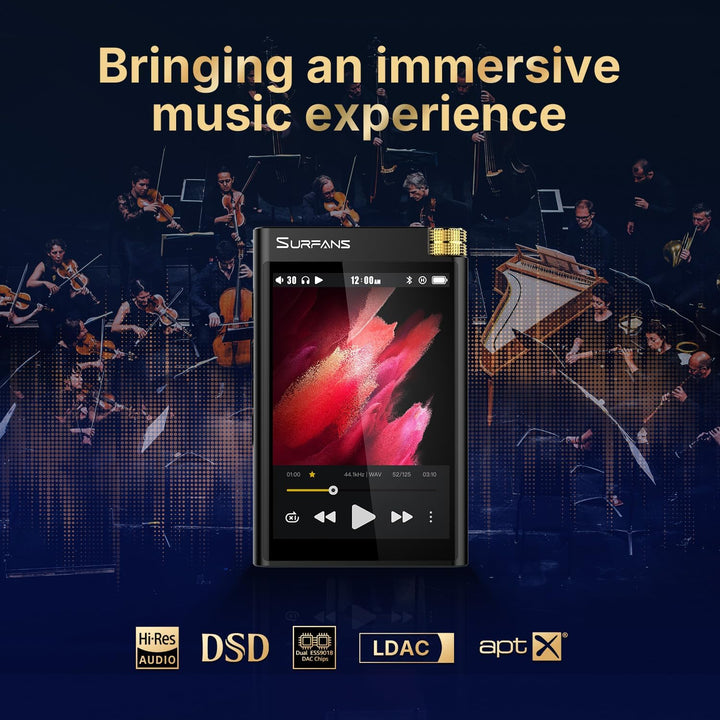 F28 (128GB) HiFi MP3 Player, Duale ESS9018 DAC-Chips,Bluetooth5.2 LDAC/aptX HD,Balanced-Ausgang,3.5"