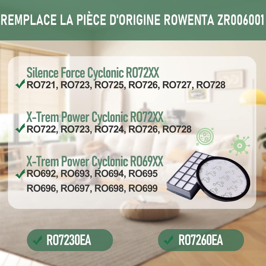 2 Filter Set für Rowenta RO69xx RO6984EA RO6941EA RO6963EA RO6921EA RO6971EA RO6993EA, Rowenta X-Tre
