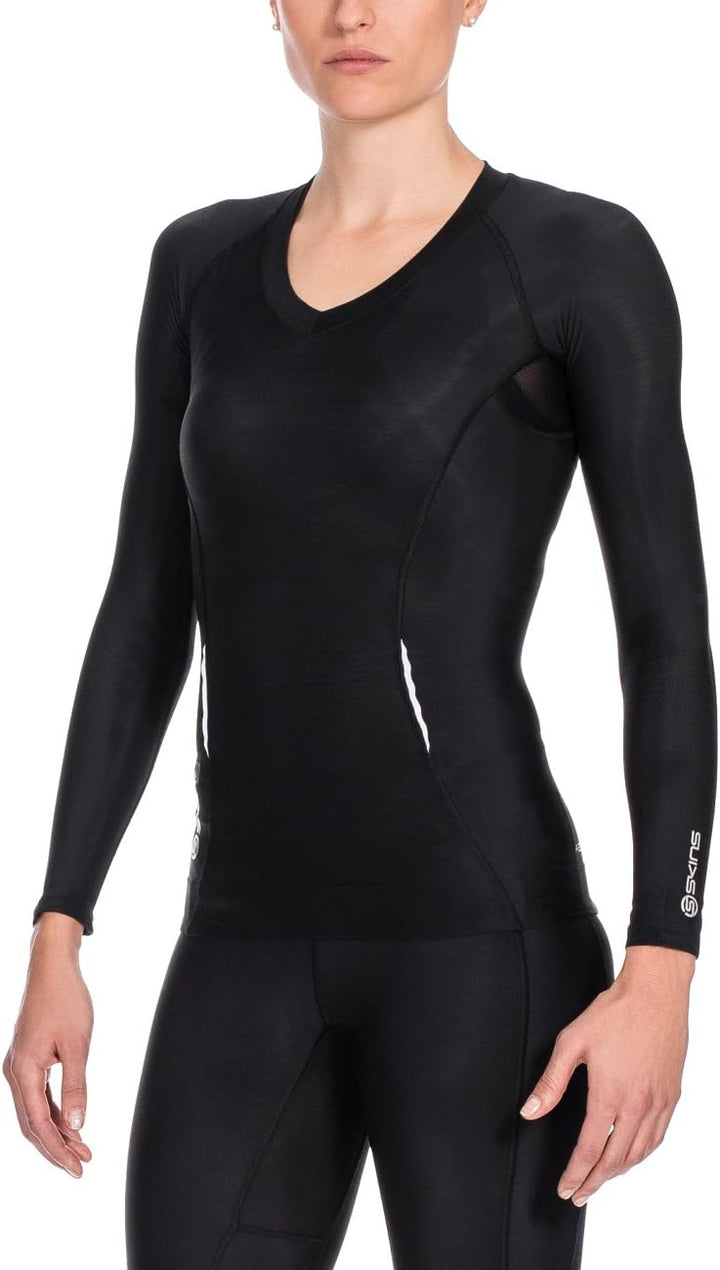 Skins Damen Womens Top Short Sleeved A200, Black, XS, B61033005FXS