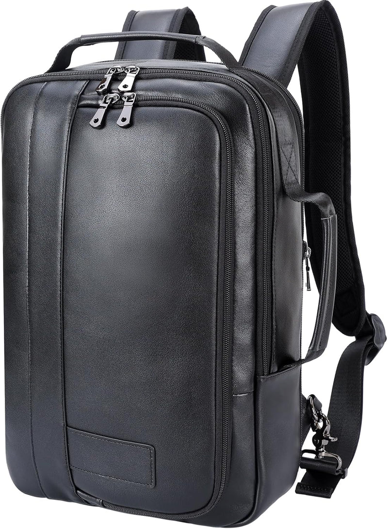 TIDING Herren Rucksack Echtes Leder Gross Kapazität Business Reisetasche für 15,6 Zoll Laptop Tasche