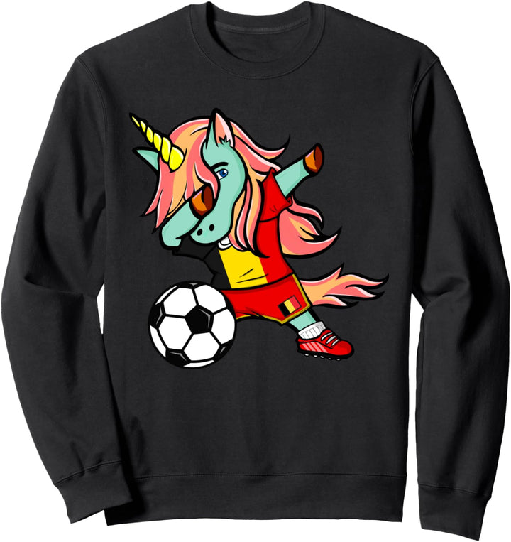 Dabbing Einhorn Unicorn Belgien Fussball - Belgische Flagge Sweatshirt