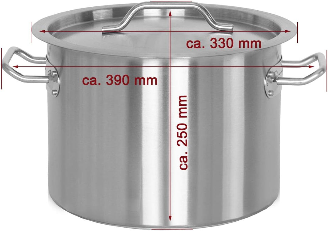 Beeketal 'BKT-14' Gastronomie Kochtopf ca. 13,5 Liter aus Edelstahl mit starken Griffen und Deckel,
