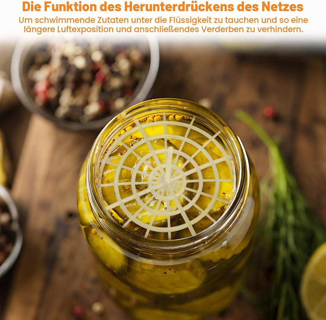 5 Pcs Fermentiergitter mit Halterung, Fermentiergewichte für Verhindern Lebensmittel mit Luft in Kon