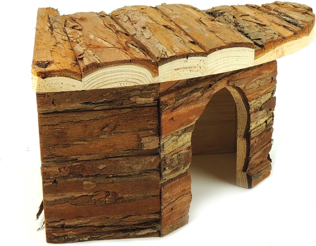 CLASSIC Kleintier-Eckheim - 22 x 22 x 13 cm Naturholz Versteck für Hamster, Mäuse, Rennmäuse &amp; ander