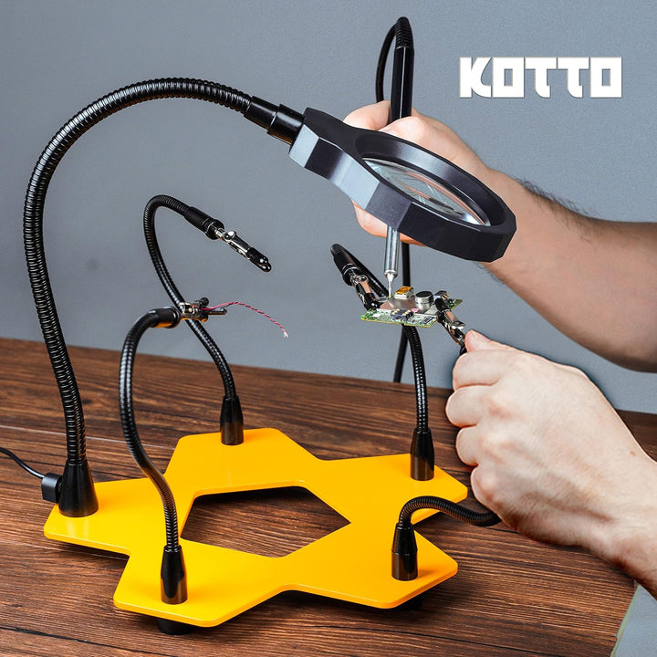 Fstop Labs Kotto LED beleuchtet Lupe dritte Hand Löten Leiterplattenhalter Werkzeug fünf Arme helfen