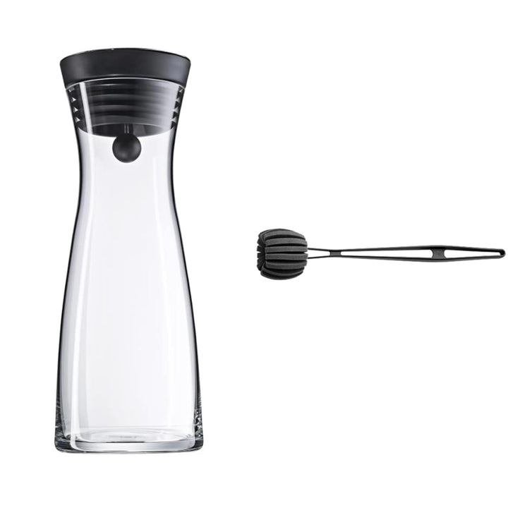 WMF Basic Wasserkaraffe aus Glas, 1 Liter, Glaskaraffe mit Deckel, Silikondeckel, CloseUp-Verschluss