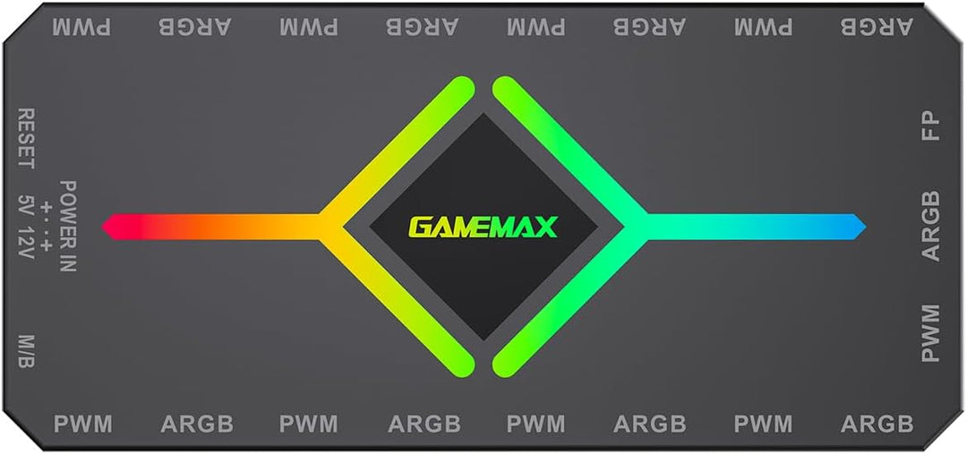GAMEMAX V4.0 Gehäuselüfter-Hub – 9-Port-PWM-Lüfterverteiler mit RF-Fernbedienung und SATA-Stromverso