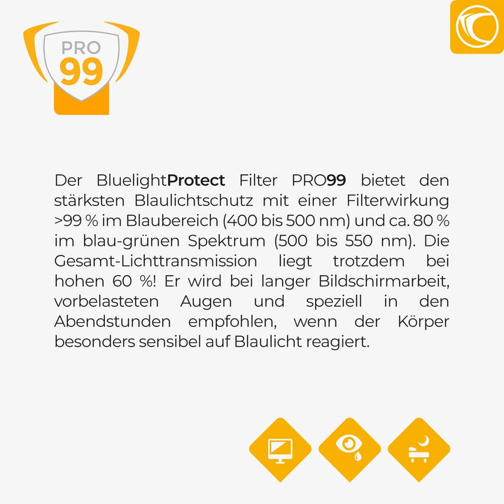 PRiSMA - 99% Blaulichtfilter Brillenaufstecker Clip-ON PRO99 - Damen und Herren - für Arbeit PC und