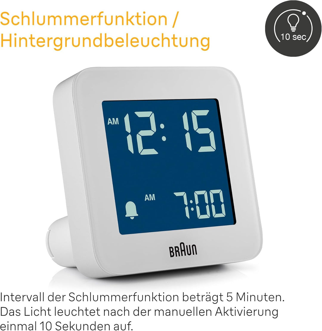 Braun Digitaler Wecker Schlummerfunktion, Negatives LC-Display, Schnelleinstellfunktion, Crescendo-A