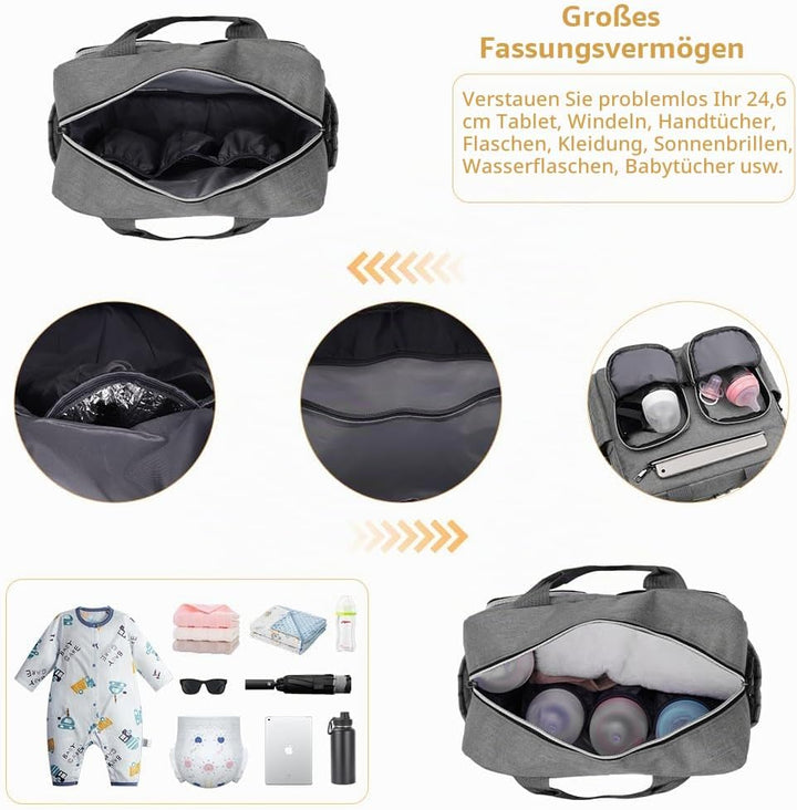 Wickeltasche Tote Baby, Wickeltasche Grosse Babytaschen mit isolierten Taschen und Trocken-/Nass-Tre