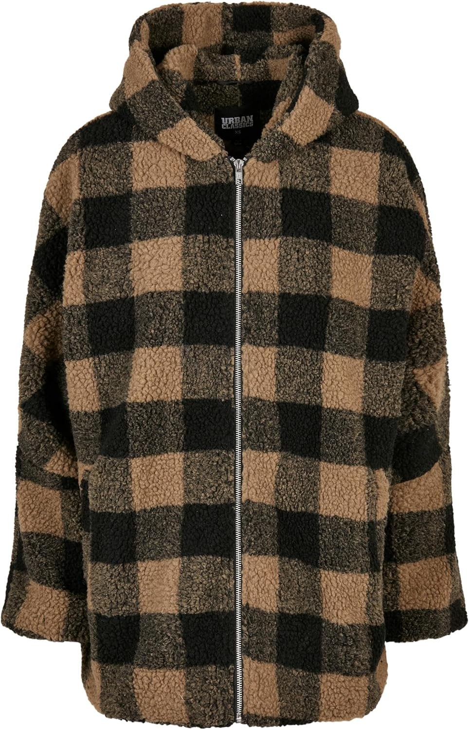 Urban Classics Damen Winter Jacke Ladies Oversized Check Sherpa Jacket mit Kapuze, Holzfäller Karo M
