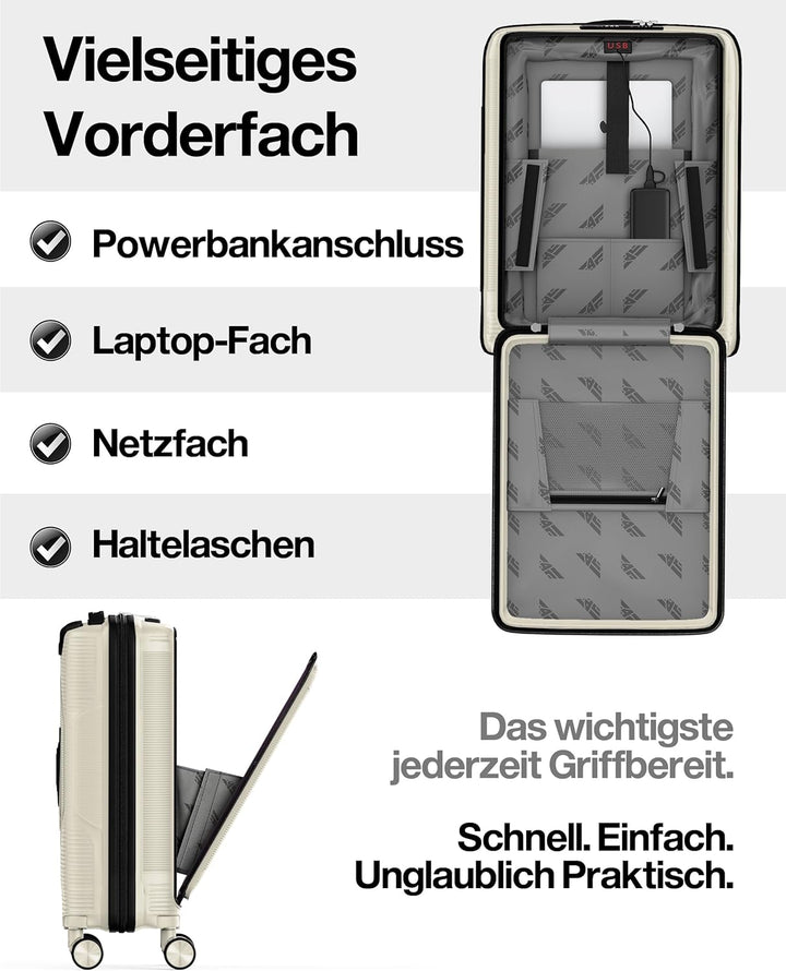 Leichter Hartschalen-Reisekoffer Set 4-teilig, Koffer Set mit TSA-Schloss, Doppelreissverschluss, Do