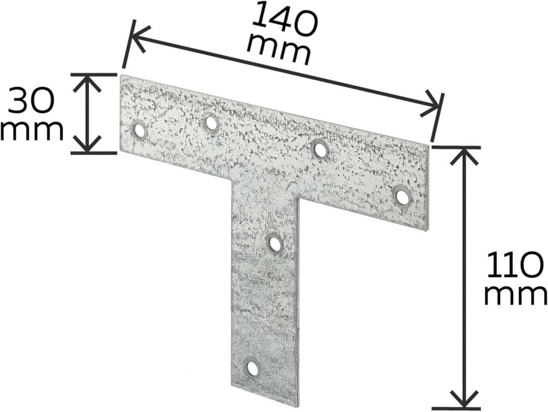Alberts 848194 Flachverbinder | T-Form | sendzimirverzinkt | 140 x 110 x 30 mm | 25er Set 140 x 110
