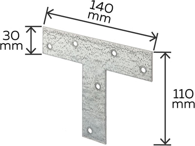 Alberts 848194 Flachverbinder | T-Form | sendzimirverzinkt | 140 x 110 x 30 mm | 25er Set 140 x 110