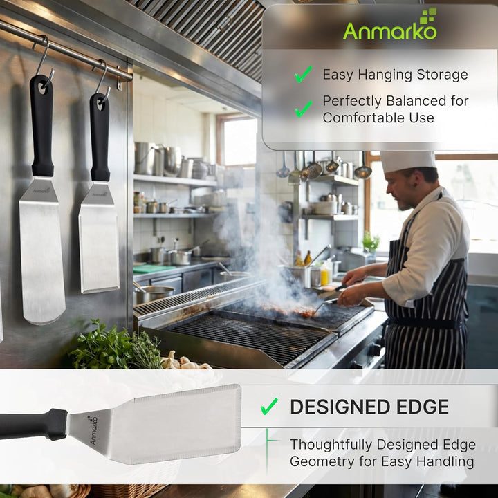 Exklusives Grillwender Set aus hochwertigem Edelstahl - BBQ Grillset in erstklassiger Qualität für H