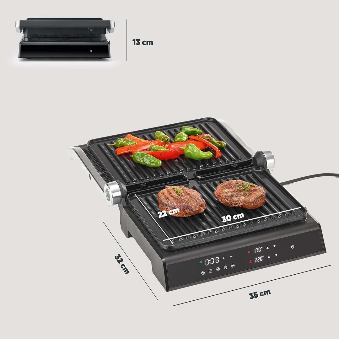 SEVERIN SEVINI Comfort für Fleisch, Fisch & Gemüse, digitaler Sandwich-Maker für fettfreies Grillen