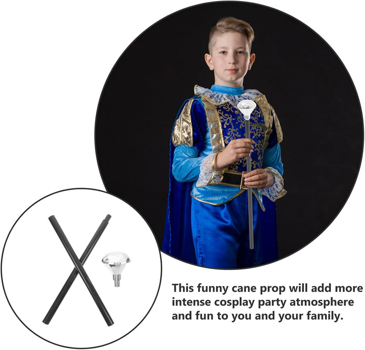 Toddmomy Silberner Königszepter Gehstock mit Diamant Design Leichtes Cosplay Zauberstab Requisit für