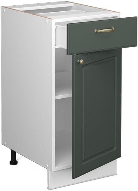 Vicco Küchenunterschrank Fame-Line, Grün-Gold Landhaus, 40 cm ohne Arbeitsplatte, zur Kombination mi