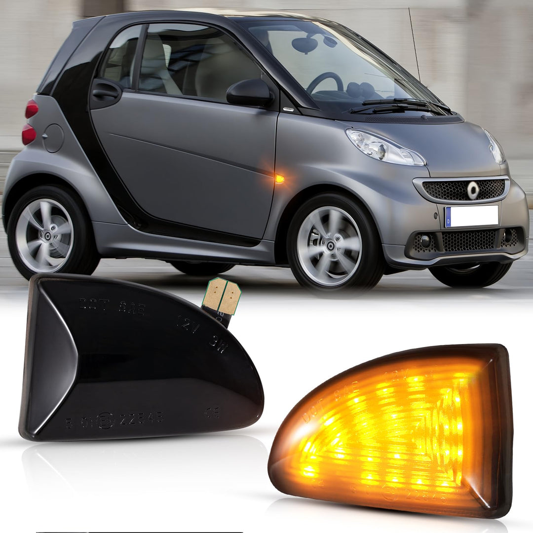 2 Stück Blinker Seitenblinker für Mercedes Benz Smart Fortwo W451 Coupe Cabrio 2007-2019, Schwarz, B