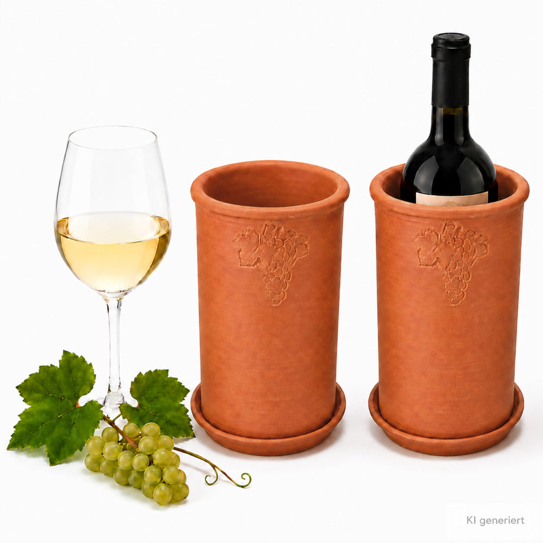 MamboCat | 2er Set Weinkühler + Untersetzer | Ø 12.5 cm | H 20.5 cm | Flaschen-Kühler für Wasser, We