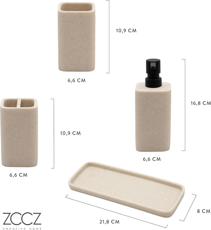 ZCCZ Badezimmer Set 4 Teile – Badezimmer Organizer mit Zahnbürstenhalter, Zahnputzbecher, Seifenspen
